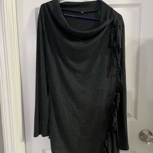 Charcoal Gray Winter Poncho, Size Large
